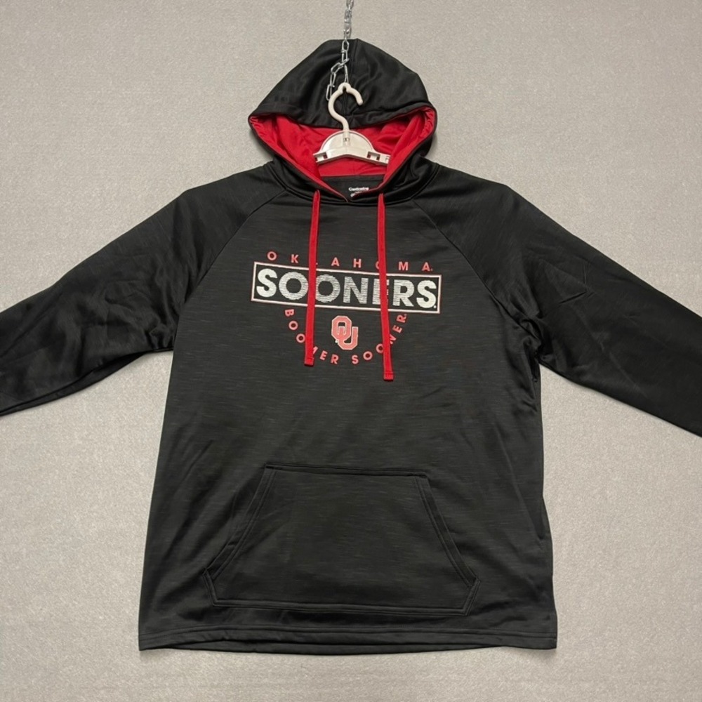 University of Oklahoma Sooners Hoodie Mens Large Black Red Sweatshirt NCAA